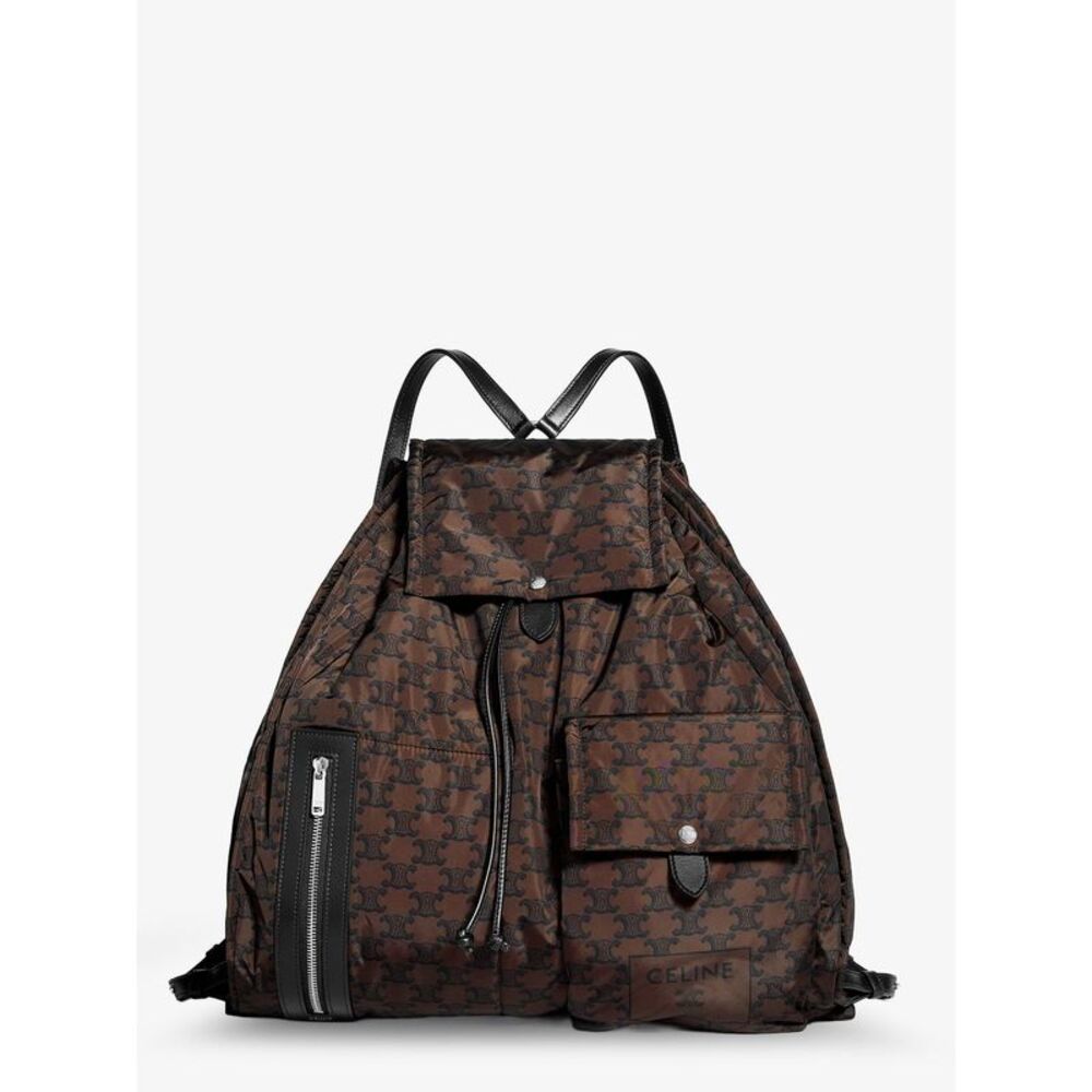 Celine Men Nylon And Leather Backpack With Triomphe Print